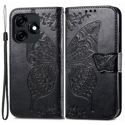 For Tecno Spark 10C 4G PU Leather Flip Cover Imprinting Butterfly Stand Wallet Cell Phone Case