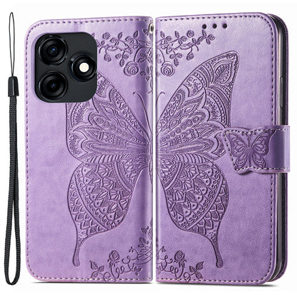 For Tecno Spark 10C 4G PU Leather Flip Cover Imprinting Butterfly Stand Wallet Cell Phone Case