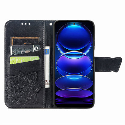 Flip Wallet Case for Xiaomi Redmi Note 12 Pro 5G / Note 12 Pro Speed 5G / Poco X5 Pro 5G , PU Leather Imprinting Butterfly Stand Phone Cover