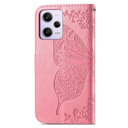 Flip Wallet Case for Xiaomi Redmi Note 12 Pro 5G / Note 12 Pro Speed 5G / Poco X5 Pro 5G , PU Leather Imprinting Butterfly Stand Phone Cover