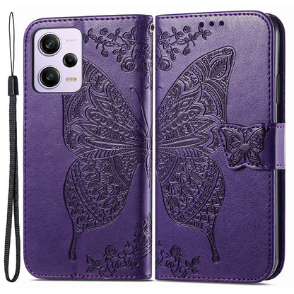 Flip Wallet Case for Xiaomi Redmi Note 12 Pro 5G / Note 12 Pro Speed 5G / Poco X5 Pro 5G , PU Leather Imprinting Butterfly Stand Phone Cover