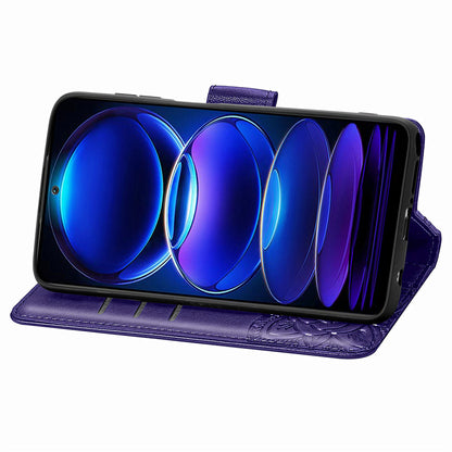 Flip Wallet Case for Xiaomi Redmi Note 12 Pro 5G / Note 12 Pro Speed 5G / Poco X5 Pro 5G , PU Leather Imprinting Butterfly Stand Phone Cover