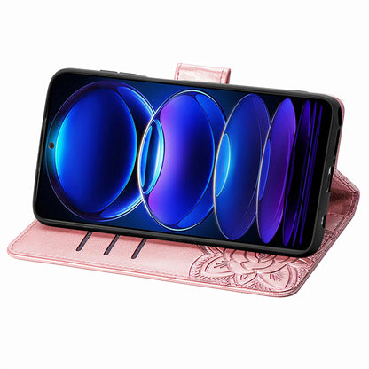 Flip Wallet Case for Xiaomi Redmi Note 12 Pro 5G / Note 12 Pro Speed 5G / Poco X5 Pro 5G , PU Leather Imprinting Butterfly Stand Phone Cover