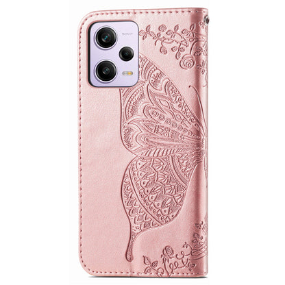 Flip Wallet Case for Xiaomi Redmi Note 12 Pro 5G / Note 12 Pro Speed 5G / Poco X5 Pro 5G , PU Leather Imprinting Butterfly Stand Phone Cover