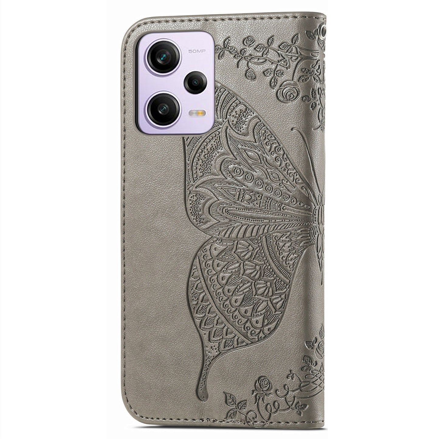 Flip Wallet Case for Xiaomi Redmi Note 12 Pro 5G / Note 12 Pro Speed 5G / Poco X5 Pro 5G , PU Leather Imprinting Butterfly Stand Phone Cover