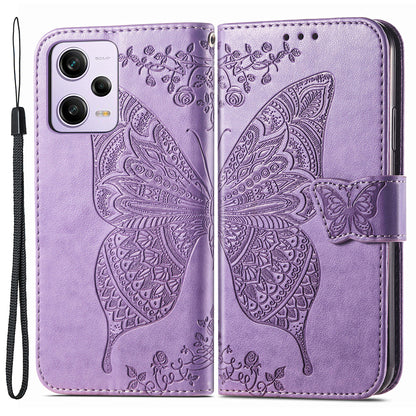 Flip Wallet Case for Xiaomi Redmi Note 12 Pro 5G / Note 12 Pro Speed 5G / Poco X5 Pro 5G , PU Leather Imprinting Butterfly Stand Phone Cover