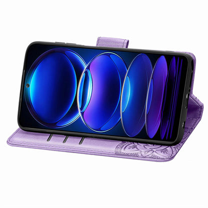 Flip Wallet Case for Xiaomi Redmi Note 12 Pro 5G / Note 12 Pro Speed 5G / Poco X5 Pro 5G , PU Leather Imprinting Butterfly Stand Phone Cover