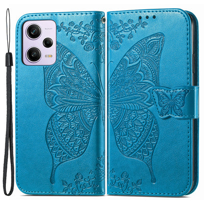 Flip Wallet Case for Xiaomi Redmi Note 12 Pro 5G / Note 12 Pro Speed 5G / Poco X5 Pro 5G , PU Leather Imprinting Butterfly Stand Phone Cover