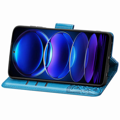 Flip Wallet Case for Xiaomi Redmi Note 12 Pro 5G / Note 12 Pro Speed 5G / Poco X5 Pro 5G , PU Leather Imprinting Butterfly Stand Phone Cover