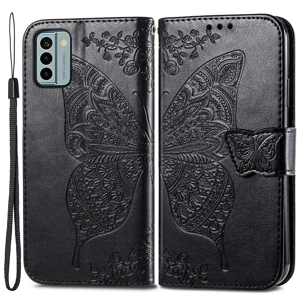 For Nokia G22 Wallet Flip Folio Cover PU Leather Stand Butterfly Imprinted Phone Case