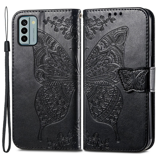 For Nokia G22 Wallet Flip Folio Cover PU Leather Stand Butterfly Imprinted Phone Case