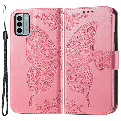 For Nokia G22 Wallet Flip Folio Cover PU Leather Stand Butterfly Imprinted Phone Case