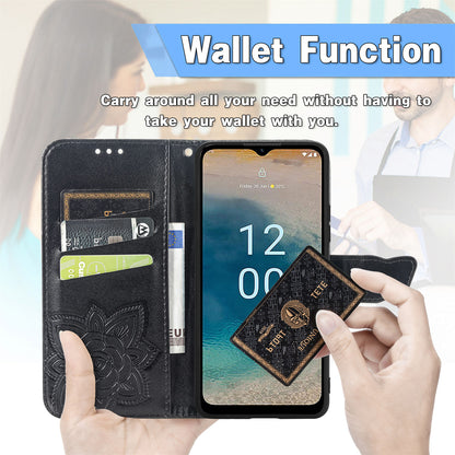 For Nokia G22 Wallet Flip Folio Cover PU Leather Stand Butterfly Imprinted Phone Case