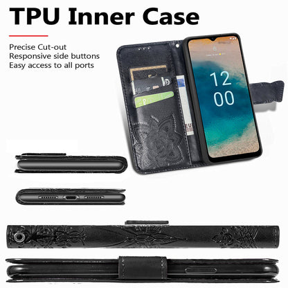 For Nokia G22 Wallet Flip Folio Cover PU Leather Stand Butterfly Imprinted Phone Case