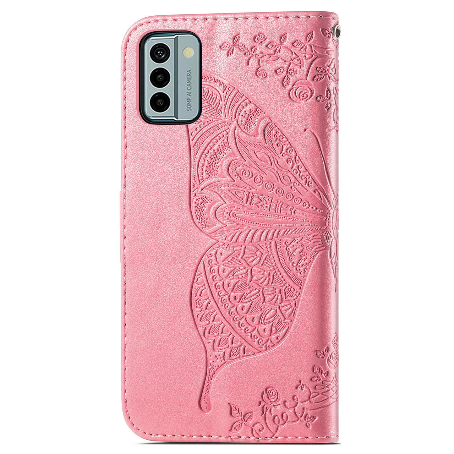 For Nokia G22 Wallet Flip Folio Cover PU Leather Stand Butterfly Imprinted Phone Case
