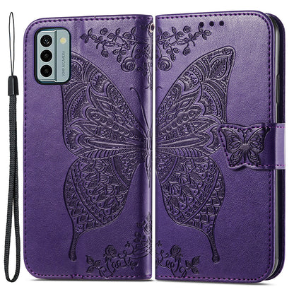 For Nokia G22 Wallet Flip Folio Cover PU Leather Stand Butterfly Imprinted Phone Case
