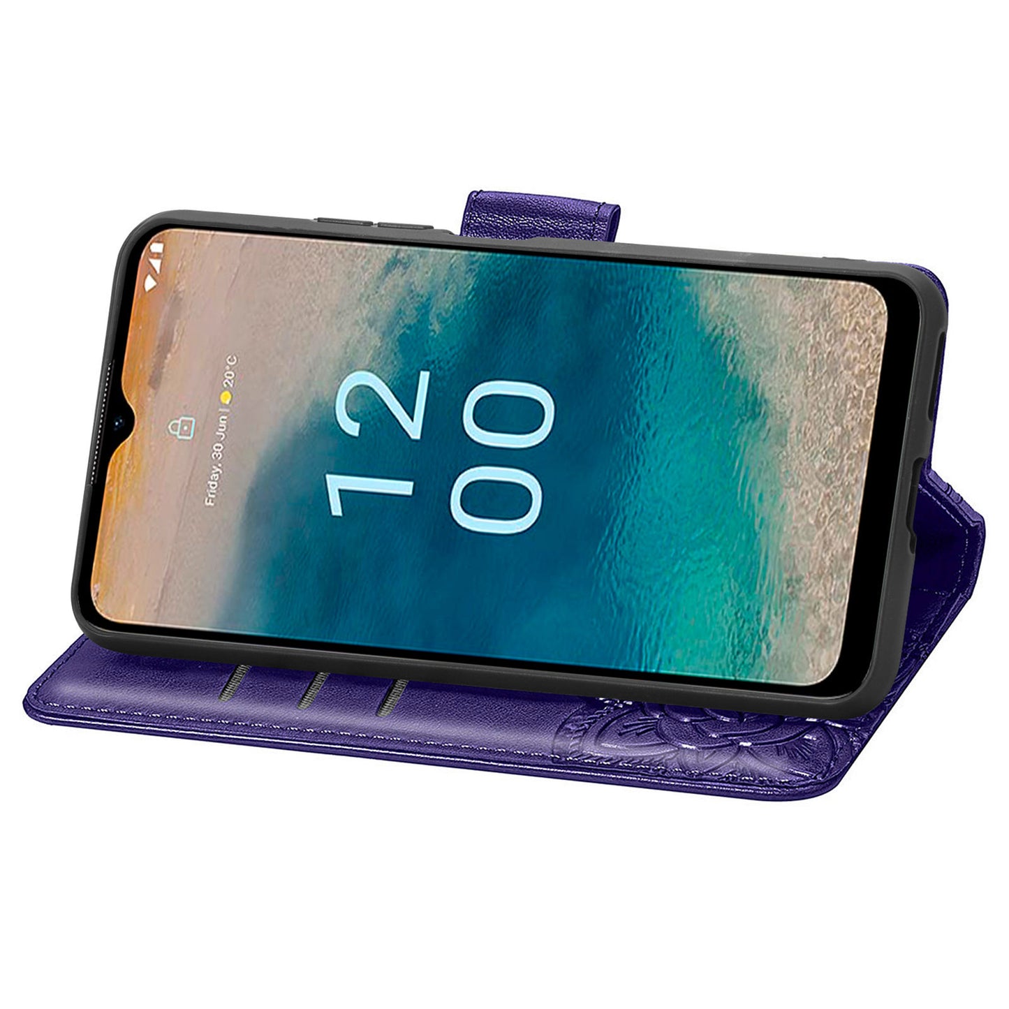 For Nokia G22 Wallet Flip Folio Cover PU Leather Stand Butterfly Imprinted Phone Case