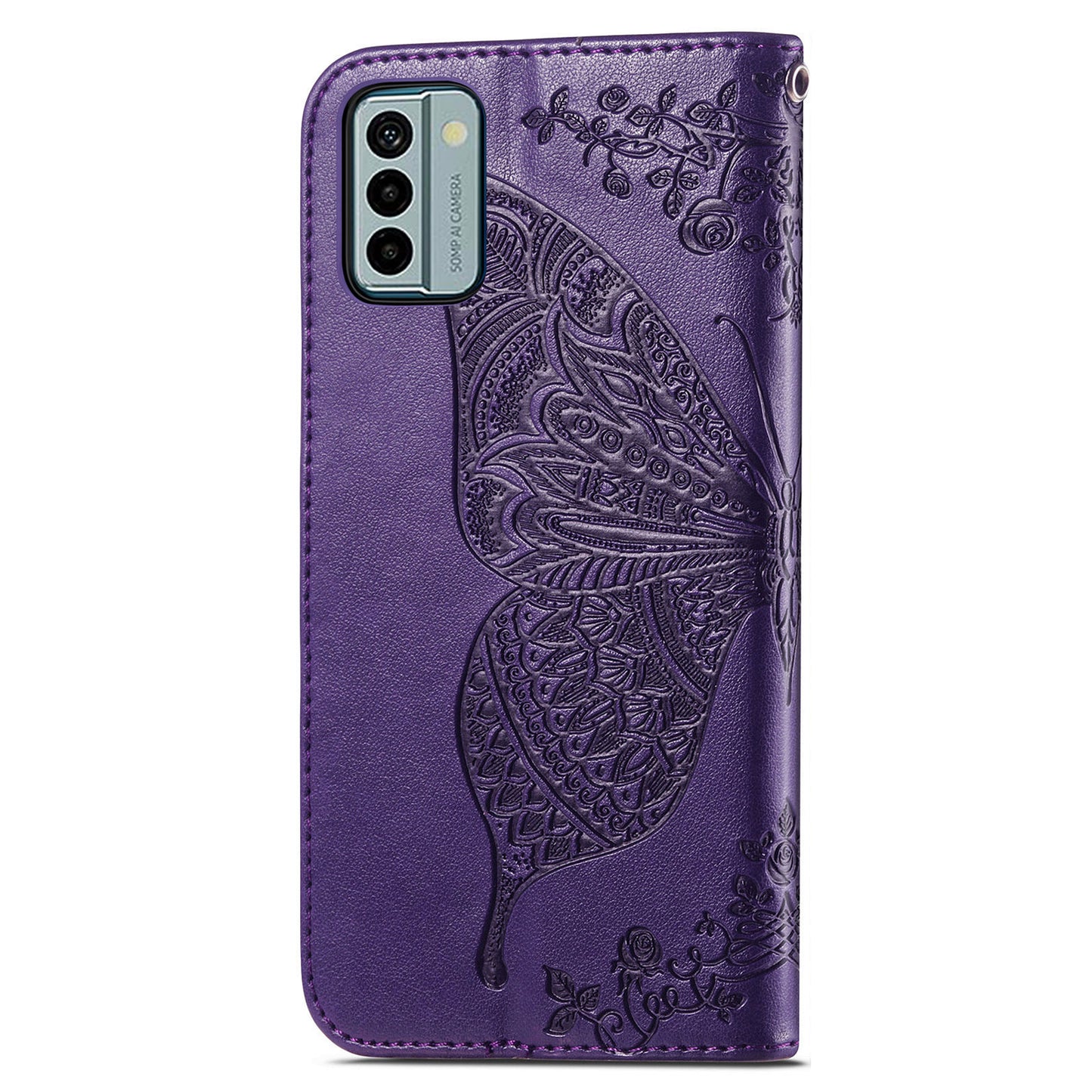 For Nokia G22 Wallet Flip Folio Cover PU Leather Stand Butterfly Imprinted Phone Case