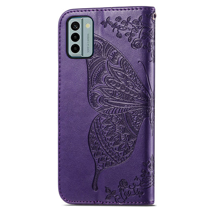For Nokia G22 Wallet Flip Folio Cover PU Leather Stand Butterfly Imprinted Phone Case