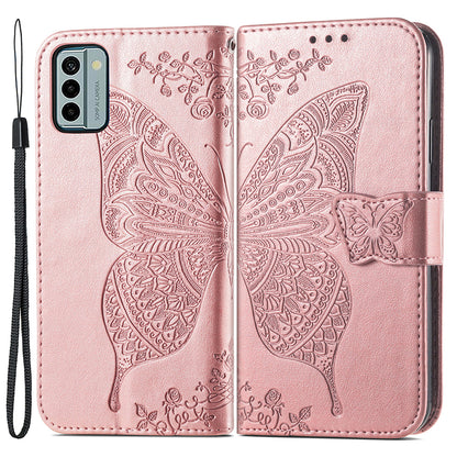 For Nokia G22 Wallet Flip Folio Cover PU Leather Stand Butterfly Imprinted Phone Case