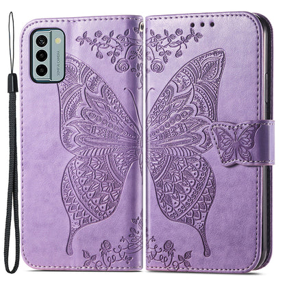For Nokia G22 Wallet Flip Folio Cover PU Leather Stand Butterfly Imprinted Phone Case