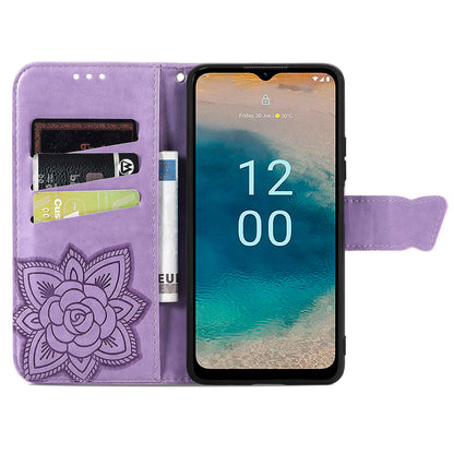 For Nokia G22 Wallet Flip Folio Cover PU Leather Stand Butterfly Imprinted Phone Case