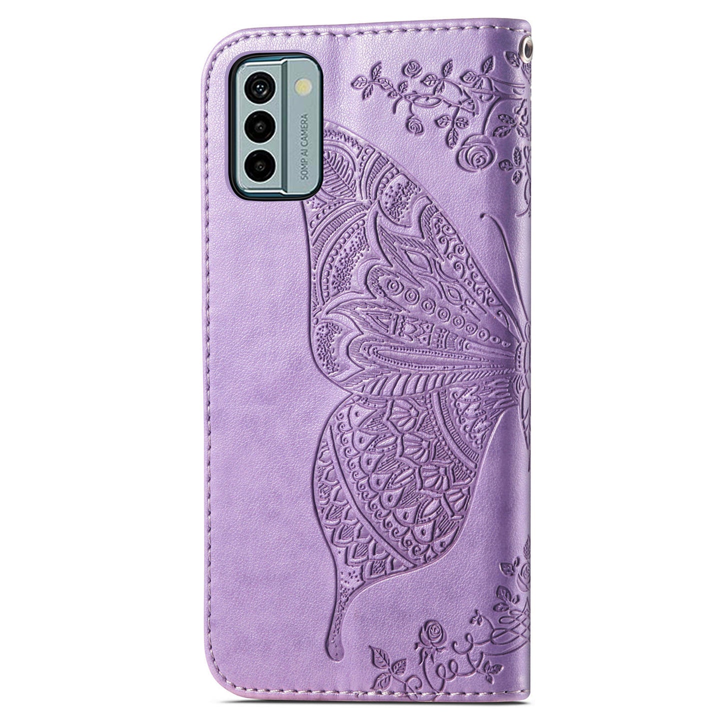 For Nokia G22 Wallet Flip Folio Cover PU Leather Stand Butterfly Imprinted Phone Case