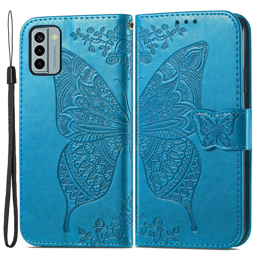 For Nokia G22 Wallet Flip Folio Cover PU Leather Stand Butterfly Imprinted Phone Case