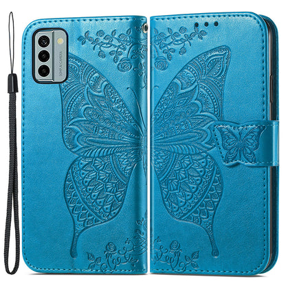 For Nokia G22 Wallet Flip Folio Cover PU Leather Stand Butterfly Imprinted Phone Case