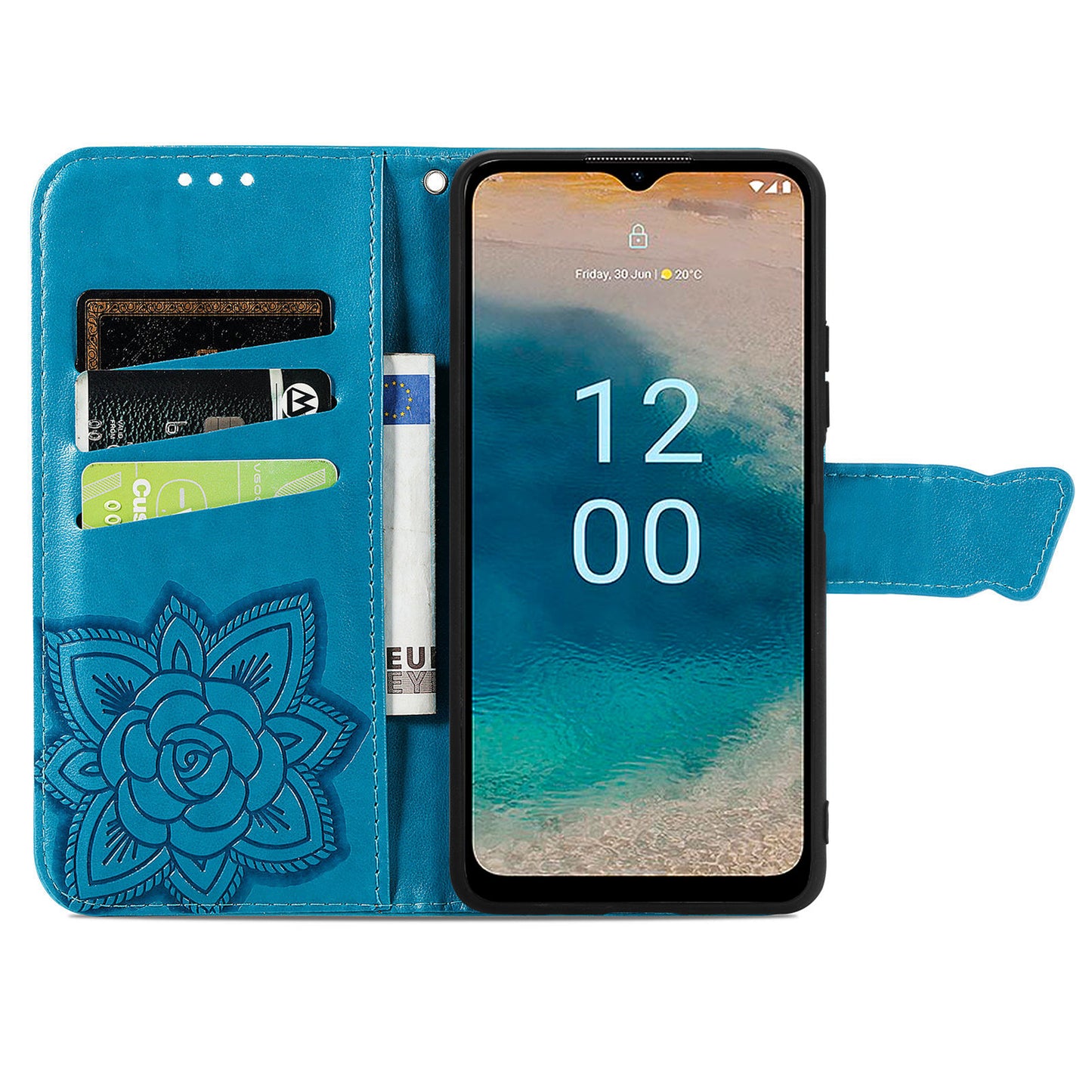 For Nokia G22 Wallet Flip Folio Cover PU Leather Stand Butterfly Imprinted Phone Case