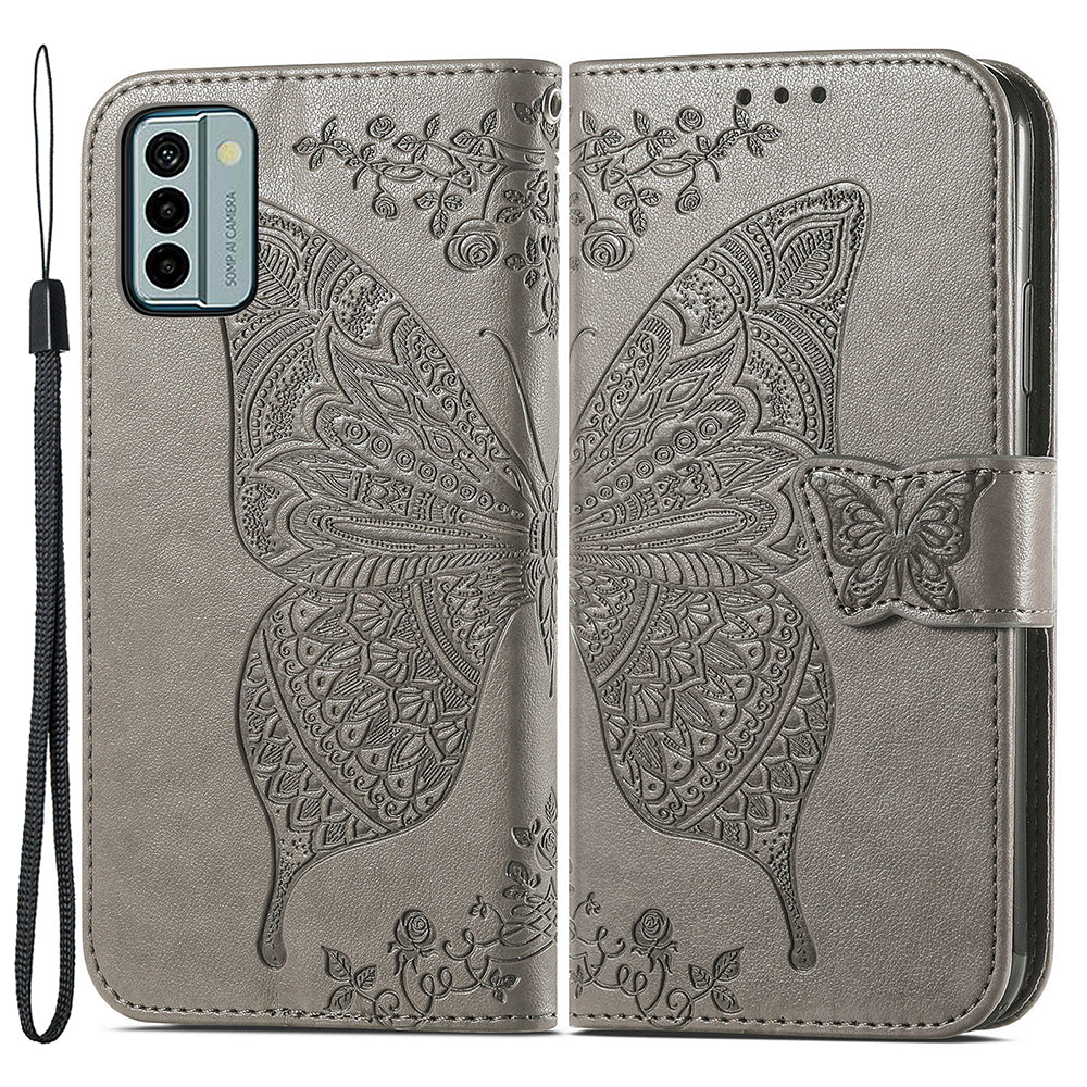 For Nokia G22 Wallet Flip Folio Cover PU Leather Stand Butterfly Imprinted Phone Case