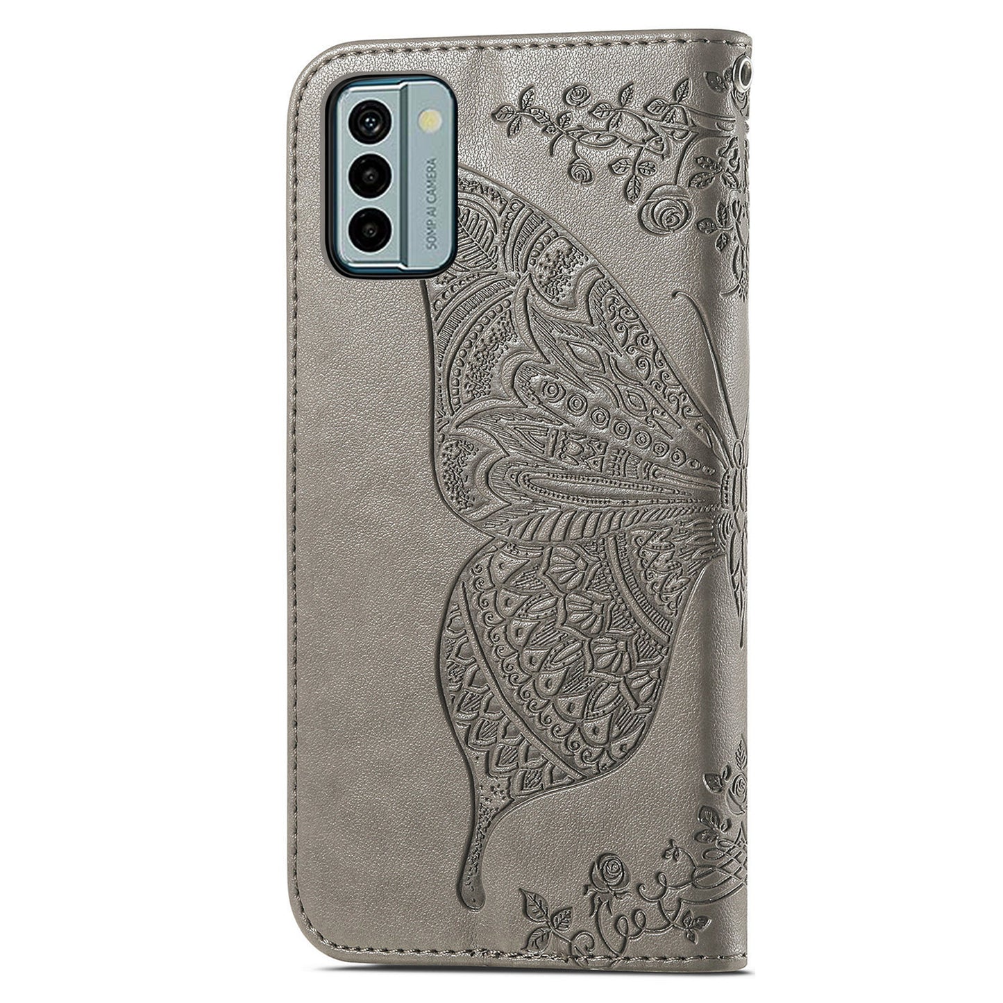 For Nokia G22 Wallet Flip Folio Cover PU Leather Stand Butterfly Imprinted Phone Case