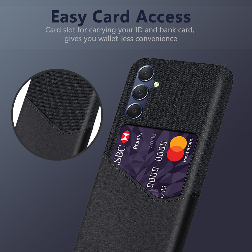 For Samsung Galaxy A24 4G Card Holder Phone Case Cloth Texture Leather Coated PC Back Cover