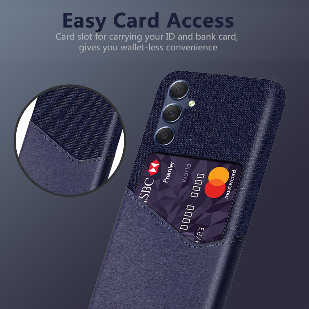 For Samsung Galaxy A24 4G Card Holder Phone Case Cloth Texture Leather Coated PC Back Cover