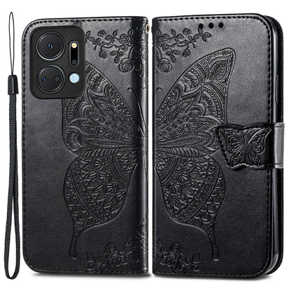 Wallet Phone Case for Honor X7a 4G / Play 40 Plus 5G , PU Leather Stand Butterfly Imprinted Cover