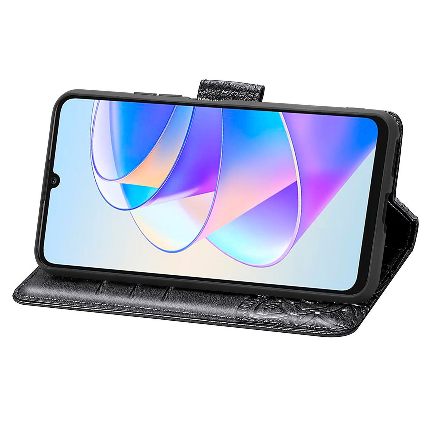 Wallet Phone Case for Honor X7a 4G / Play 40 Plus 5G , PU Leather Stand Butterfly Imprinted Cover