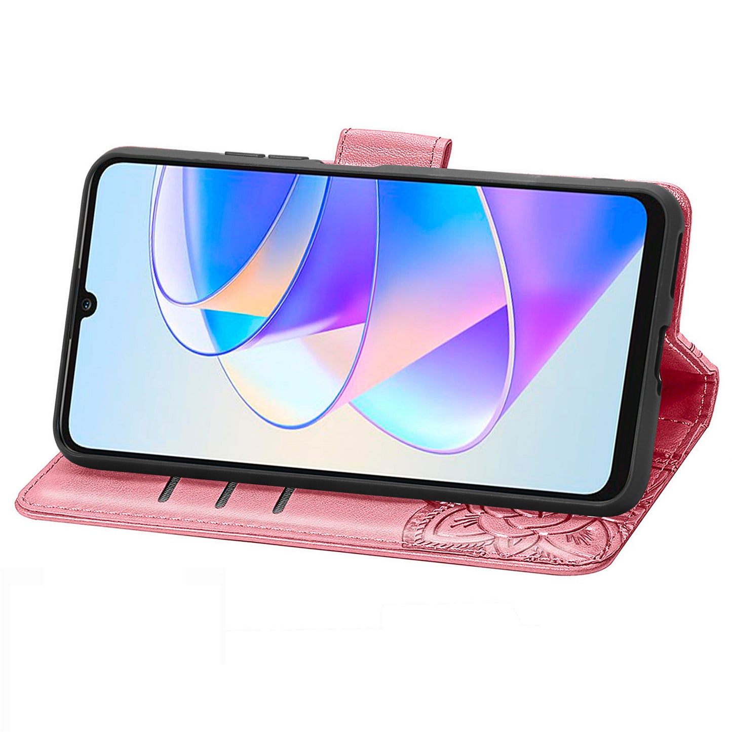 Wallet Phone Case for Honor X7a 4G / Play 40 Plus 5G , PU Leather Stand Butterfly Imprinted Cover