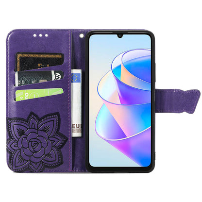 Wallet Phone Case for Honor X7a 4G / Play 40 Plus 5G , PU Leather Stand Butterfly Imprinted Cover
