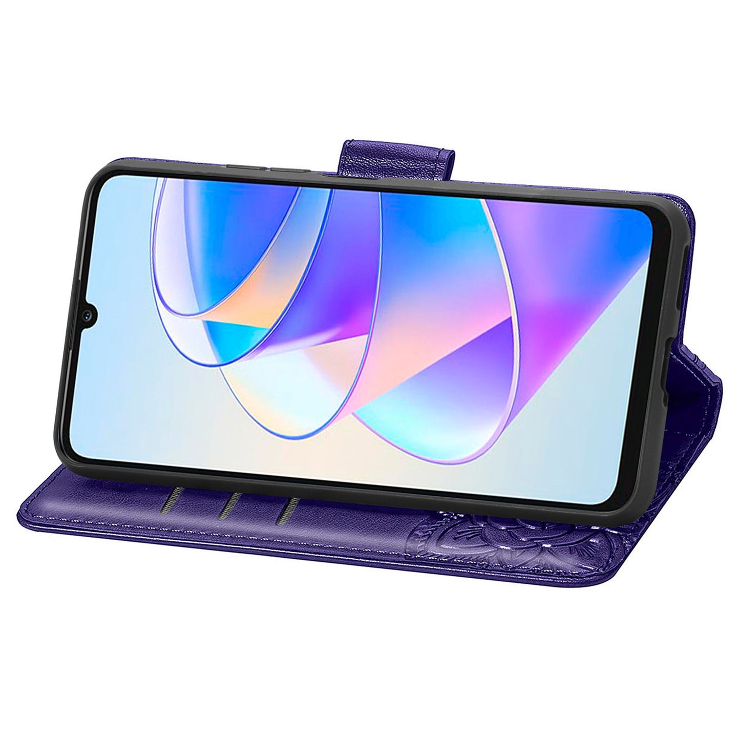 Wallet Phone Case for Honor X7a 4G / Play 40 Plus 5G , PU Leather Stand Butterfly Imprinted Cover