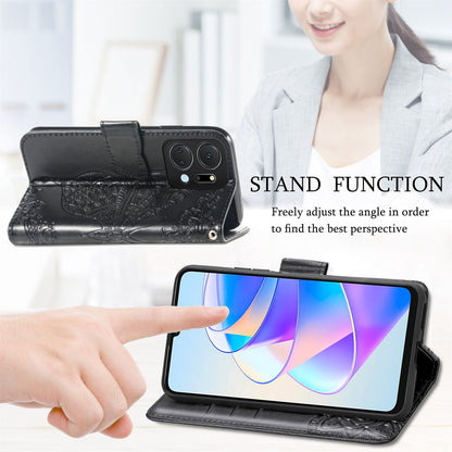 Wallet Phone Case for Honor X7a 4G / Play 40 Plus 5G , PU Leather Stand Butterfly Imprinted Cover