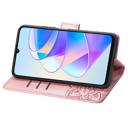 Wallet Phone Case for Honor X7a 4G / Play 40 Plus 5G , PU Leather Stand Butterfly Imprinted Cover