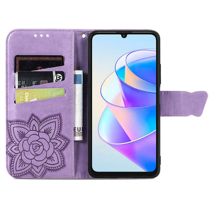 Wallet Phone Case for Honor X7a 4G / Play 40 Plus 5G , PU Leather Stand Butterfly Imprinted Cover