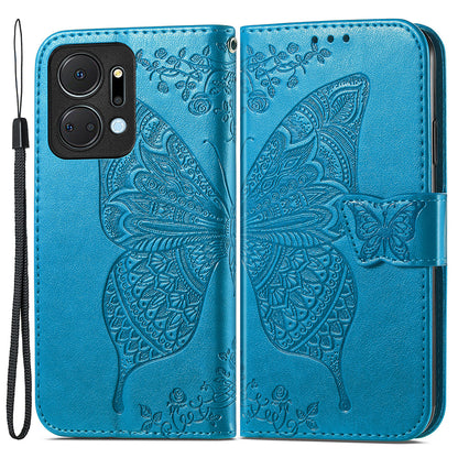 Wallet Phone Case for Honor X7a 4G / Play 40 Plus 5G , PU Leather Stand Butterfly Imprinted Cover