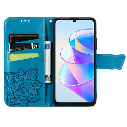 Wallet Phone Case for Honor X7a 4G / Play 40 Plus 5G , PU Leather Stand Butterfly Imprinted Cover