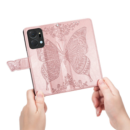Wallet Phone Case for Honor X7a 4G / Play 40 Plus 5G , PU Leather Stand Butterfly Imprinted Cover