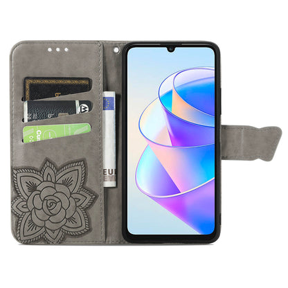 Wallet Phone Case for Honor X7a 4G / Play 40 Plus 5G , PU Leather Stand Butterfly Imprinted Cover