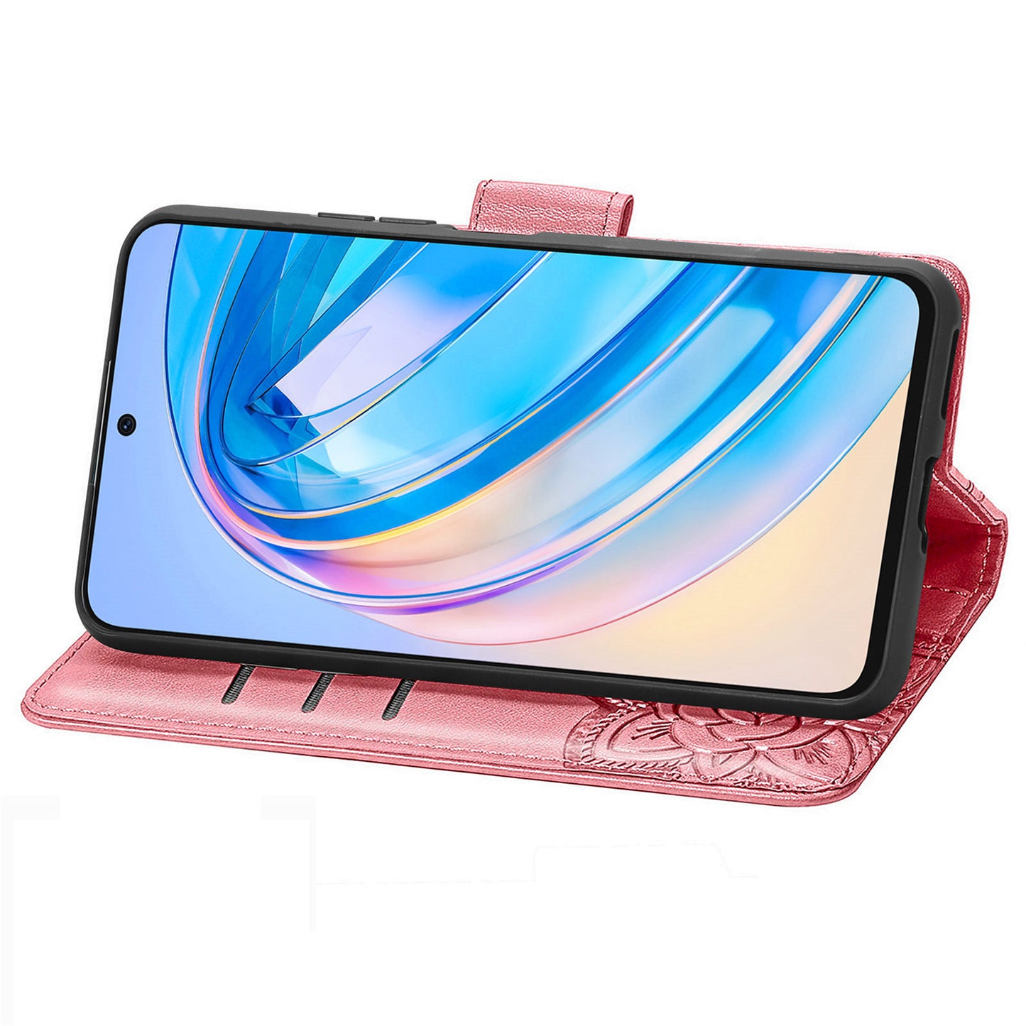 For Honor X8a 4G PU Leather Phone Case Stand Wallet Butterfly Imprinted Flip Cover