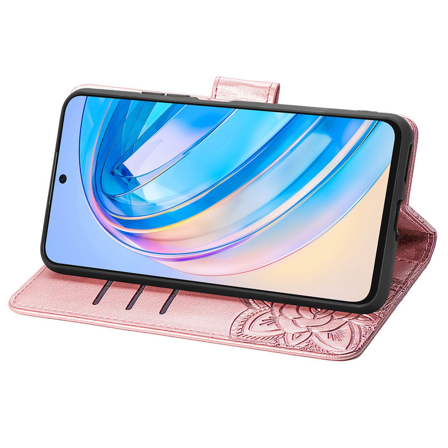 For Honor X8a 4G PU Leather Phone Case Stand Wallet Butterfly Imprinted Flip Cover