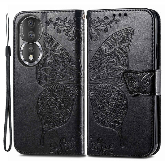 For Honor 80 5G PU Leather Imprinting Butterfly Phone Case Stand Magnetic Folio Wallet Cover