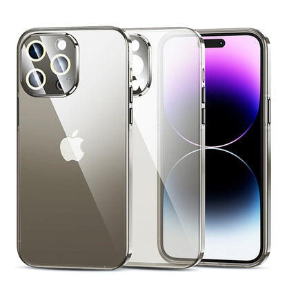 For iPhone 14 Pro Transparent Phone Cover TPU+PC Protective Case with Full Protection Camera Lens Protector